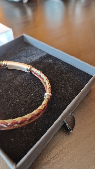 Pulseira Homem Pele e Prata Liska