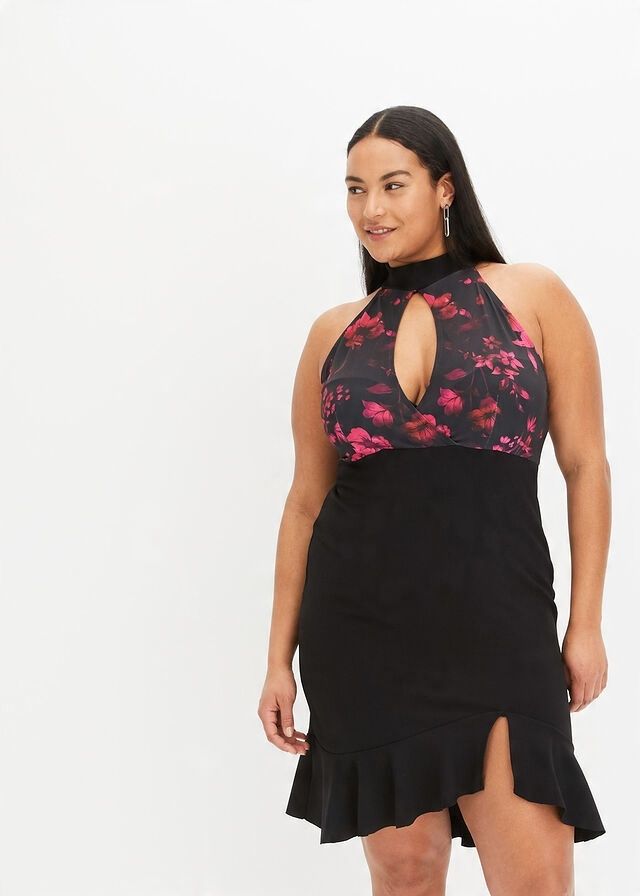 B.P.C ołówkowa czarna sukienka z dekoltem halter r.36/38