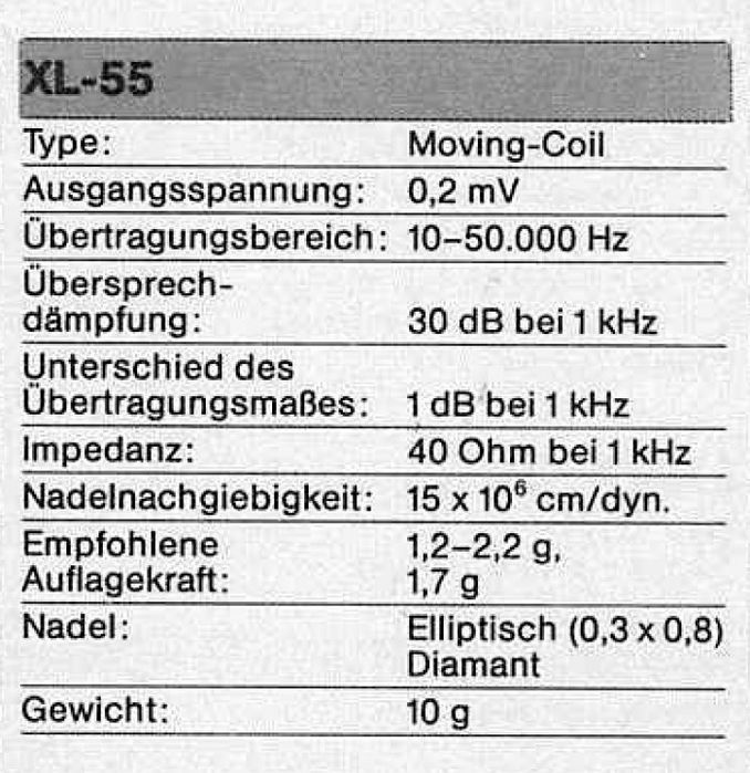 Wkładka do gramofonu Sony XL 55 Low MC Made in Japan Vintage