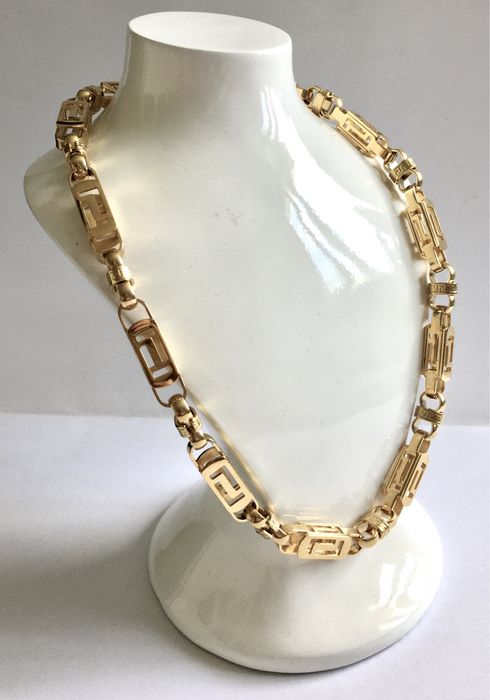 Złoty męski łańcuszek VERSACE 75cm•pozłacany wybita próba 0,750