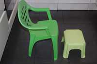 Krzesełko i stołeczek plastikowy, dziecięcy - zestaw