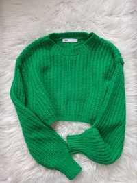 Sweter sweterek krótki Zara zielony
