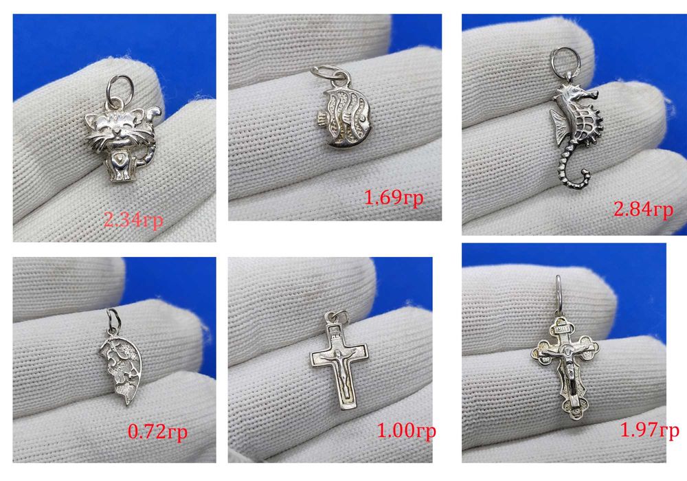 Срібло, серебро 925 підвіска ,хрестик ,кіт,риба,слон,іконка, ювелірка
