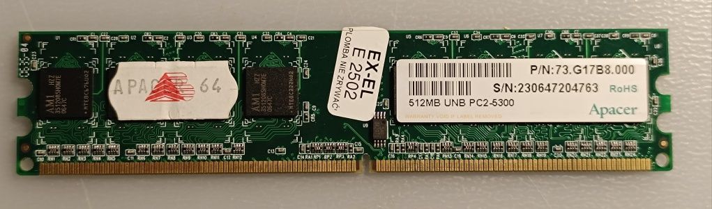 RAM DDR2 Apacer 512MB PC2-5300