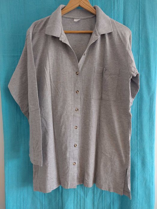 Túnica de algodão cinzenta manga comprida 38/40