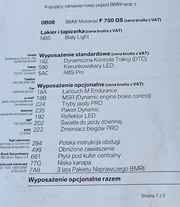 Motocykl BMW F750GS wersja obniżona