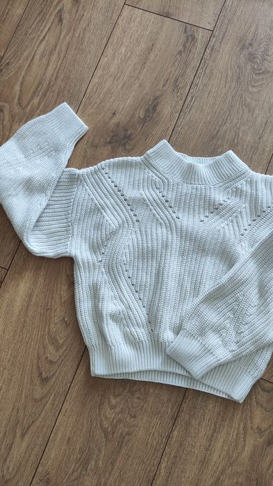 H&M Elegancki Sweterek bialy włóczkowy