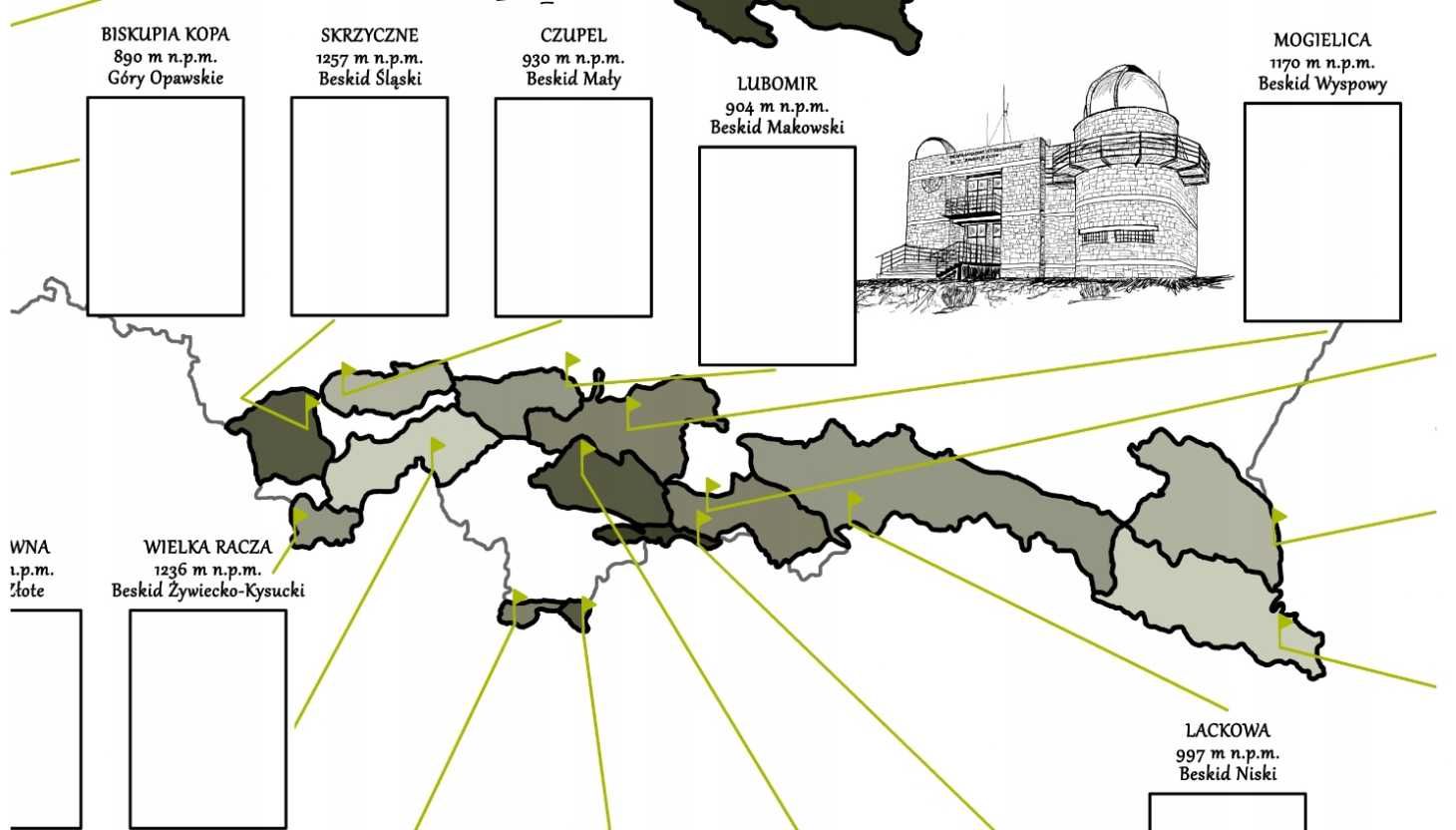 plakat góry zdobywca polskich gór korona na zdjęcia mapa Beskid a1