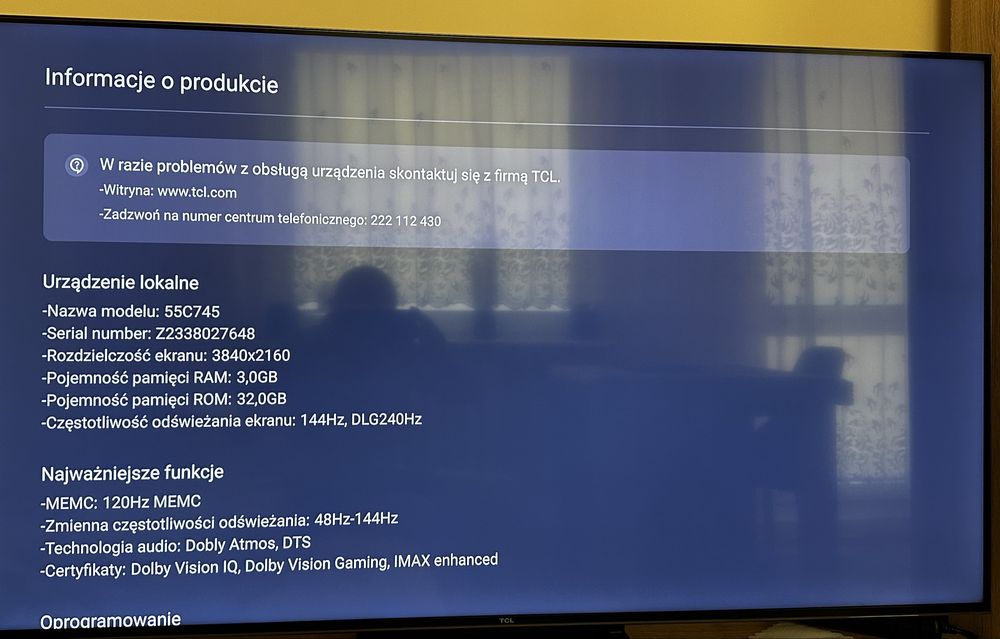 Telewizor TCL c745 stan idealny 55’ na gwarancji