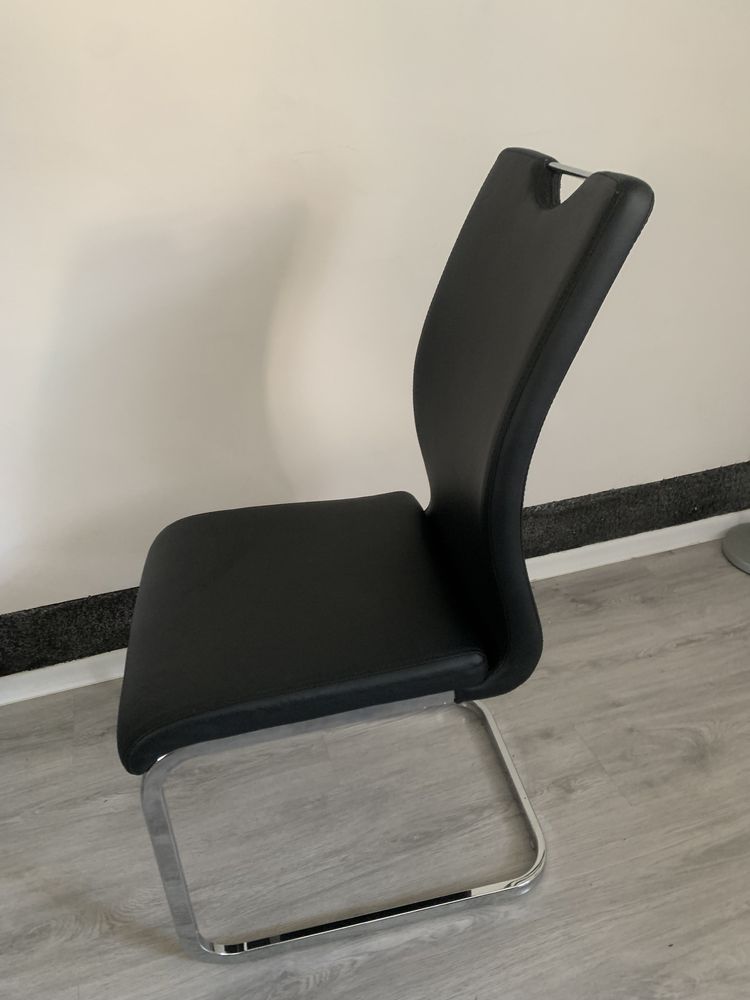Krzesła na metalowych płozach czarne komplet zestaw 6 szt