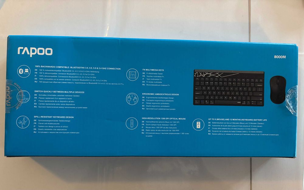 Rapoo 8000M Multi - Mode, Bezprzewodowy, Wireless, Bluetooth, Czarny