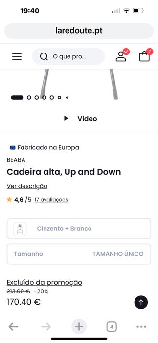 Cadeira refeição bebé Beaba pouco uso