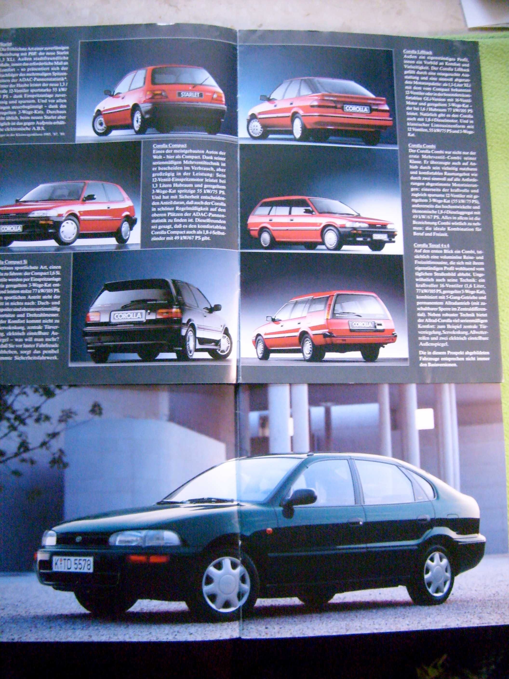 TOYOTA TERCEL '89 + PROGRAMM '90 + COROLLA '94 /kpl. trzech prospektów