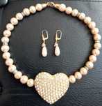 Conjunto Colar Brincos Gargantilha Diamantes Perolas Antigo Françês