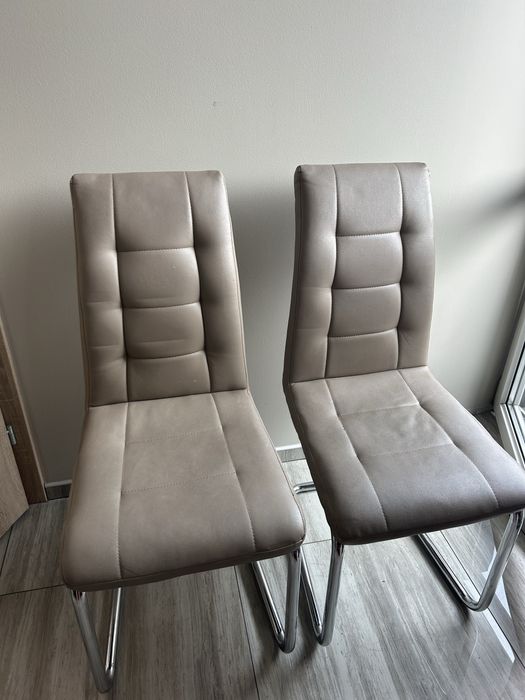 4 sztuki krzesła bezowych płozy ekoskora krzesla brw black agata ikea