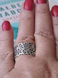 Obrączka srebrna pierścionek ażurowy Apart