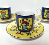 Filiżanki do espresso Keith Haring lata 80 pop art