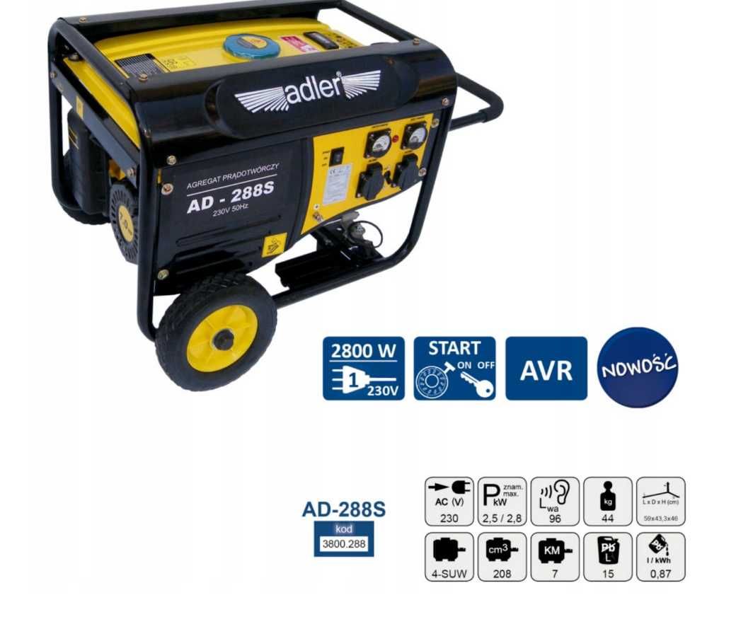 Agregat prądotwórczy Adler 2800 W AD-288S