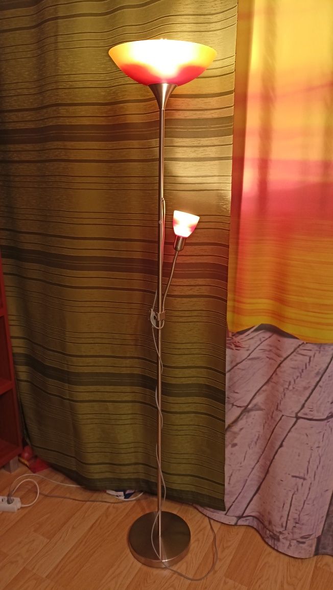 Lampa podłogowa stojąca podwójna pomarańczowa