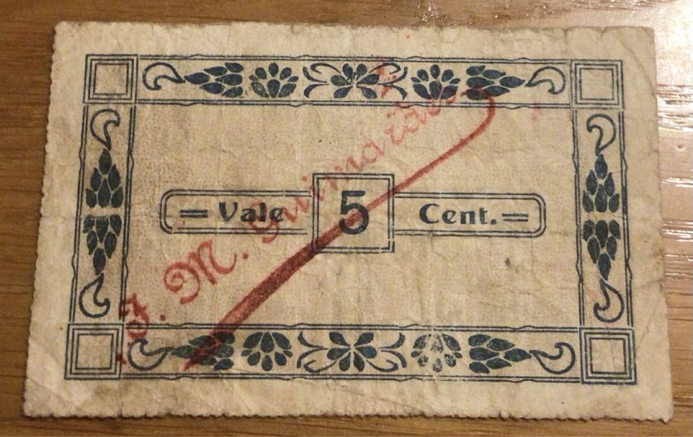 CÉDULA PONTE DE LIMA  -  5 CENTAVOS