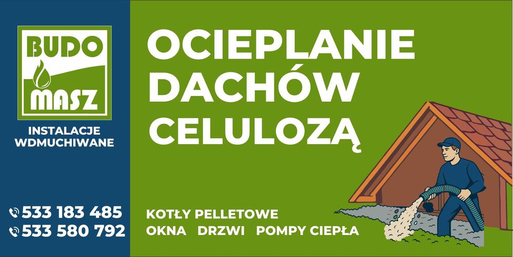 IZOLACJE WDMUCHIWANE Docieplanie Poddasza Celuloza