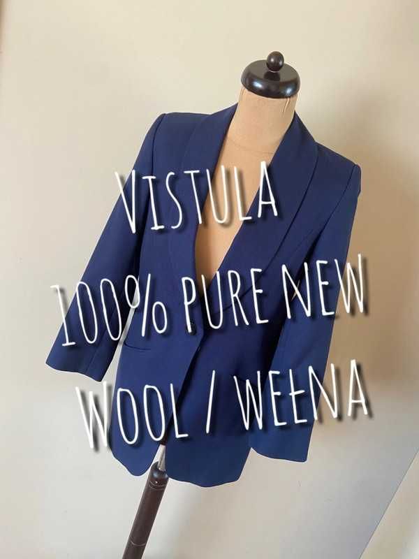S m vistula marynarka zakiet welna wool granat jakosc blazer narzutka