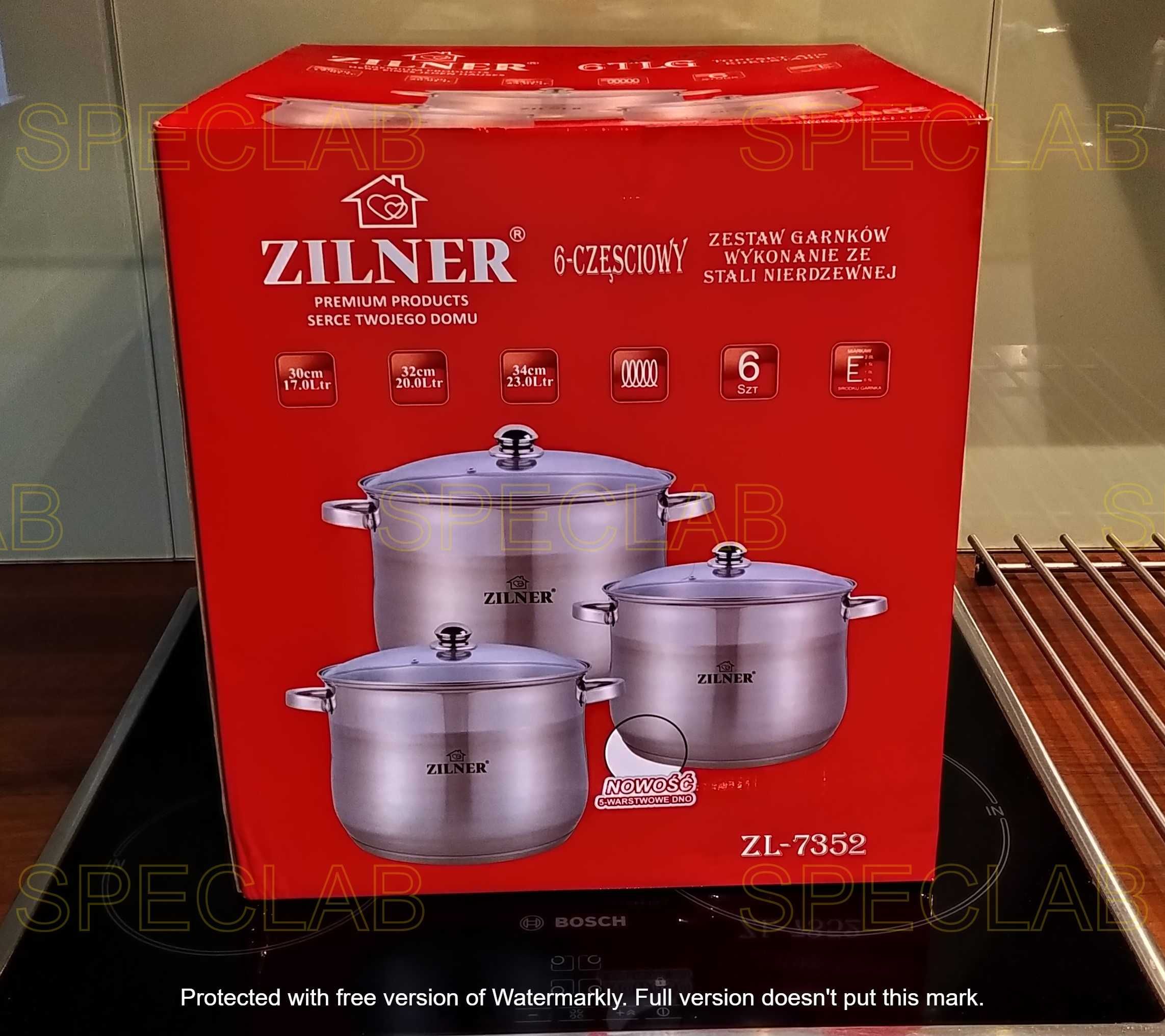 Zestaw garnkow [16L, 20L, 23L]  Zilner ZL-7352 Gaz, indukcja, zmyw