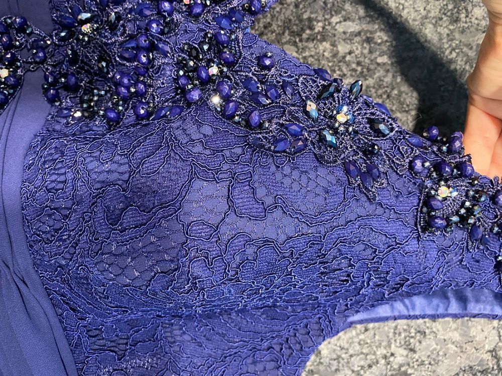 Sukienka plus size MAXI wieczorowa granatowa rozmiar 50 duży biust