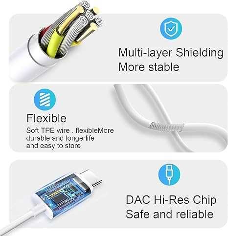 słuchawki przewodowe USB- C 2 sztuki mikrofon biały