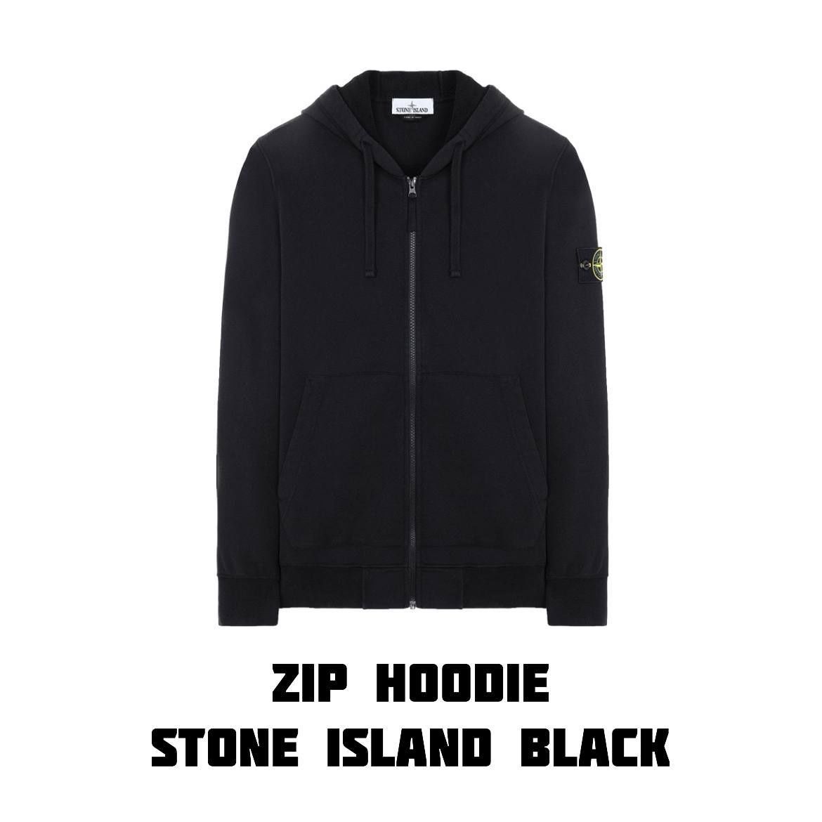 STONE ISLAND black zip hoodie