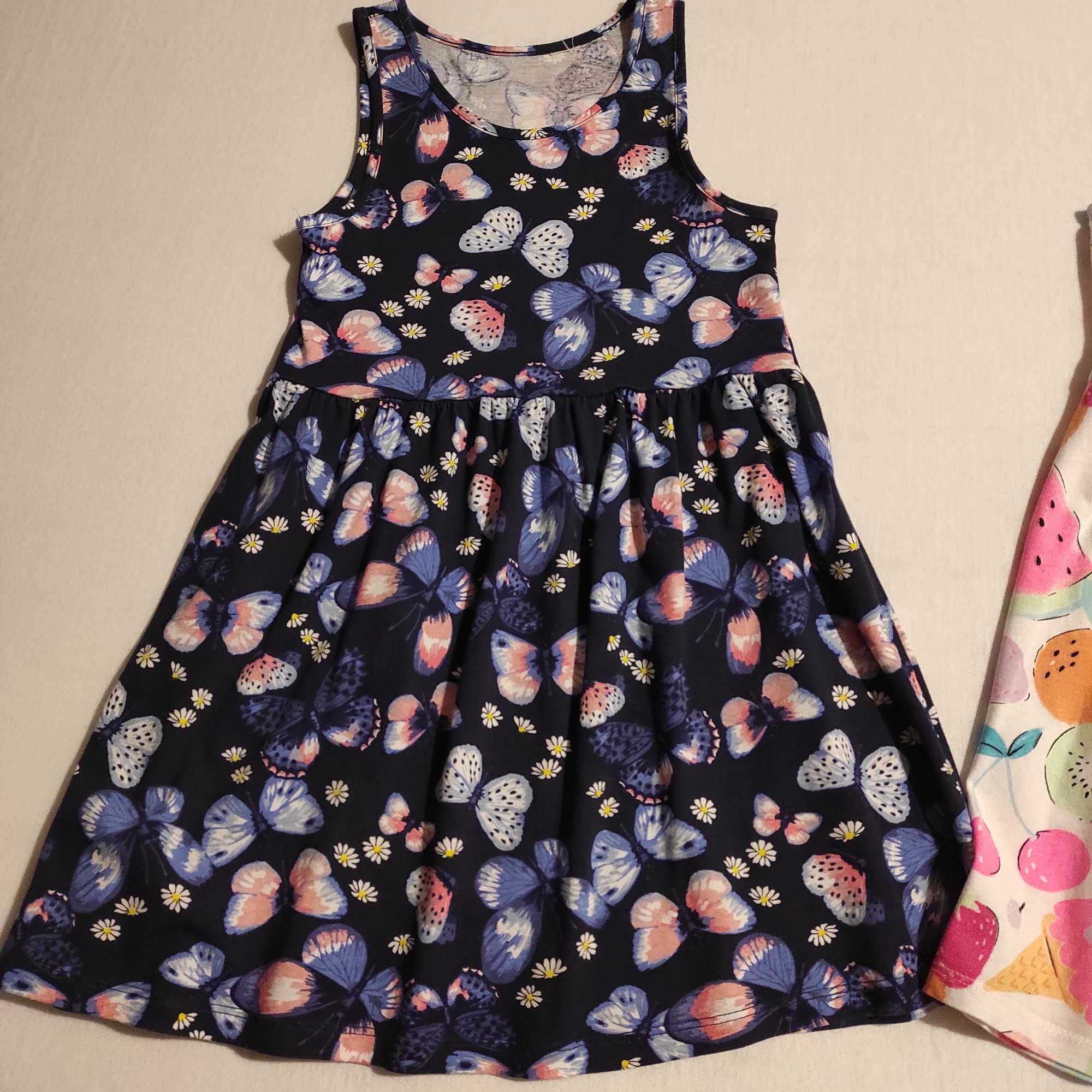 Zestaw 2 bawełnianych sukienek, marka H&M, rozmiar 98/104