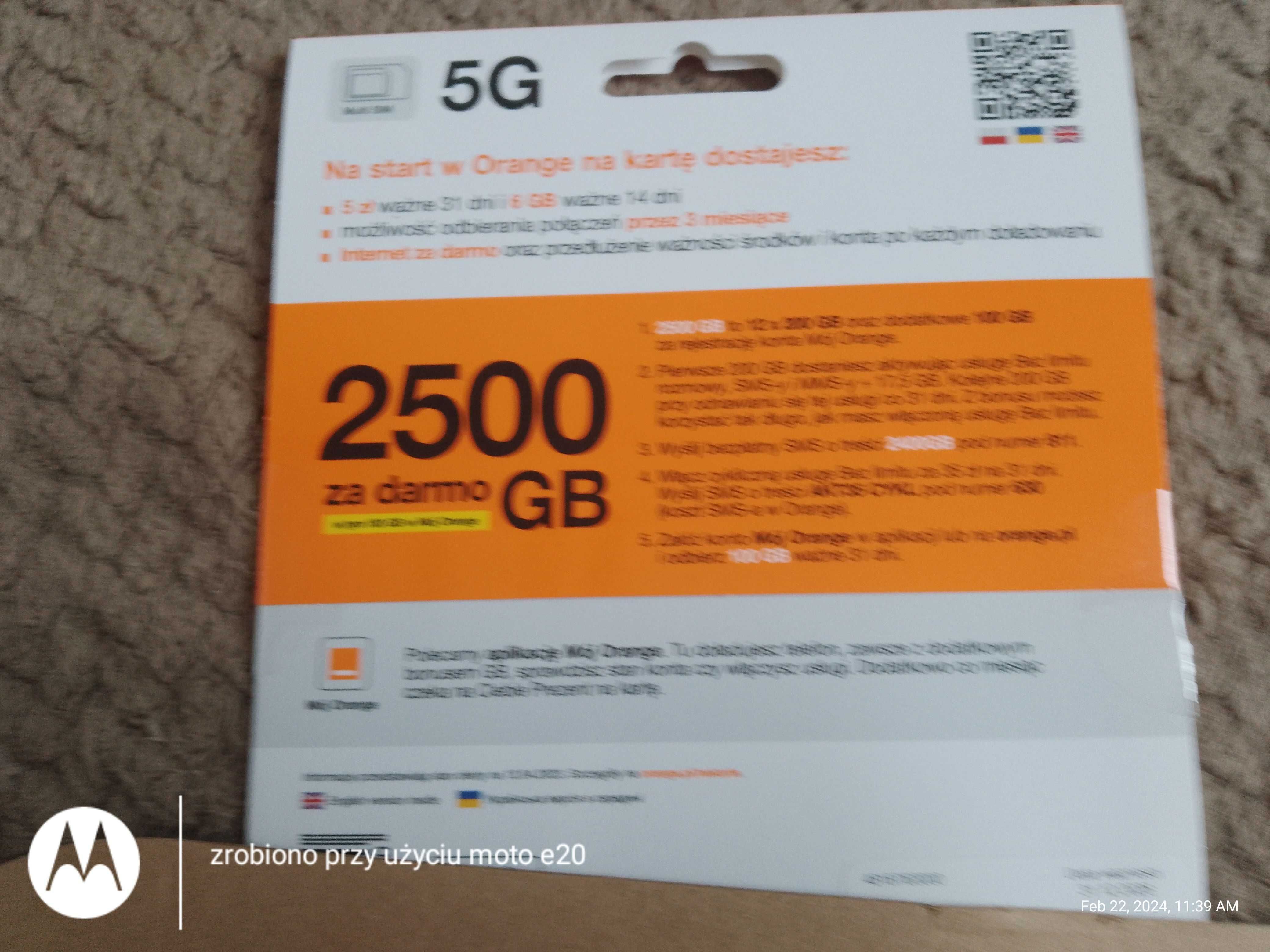 Starter Orange Free 5zł-karta sim nowa orginalnie zapakowana