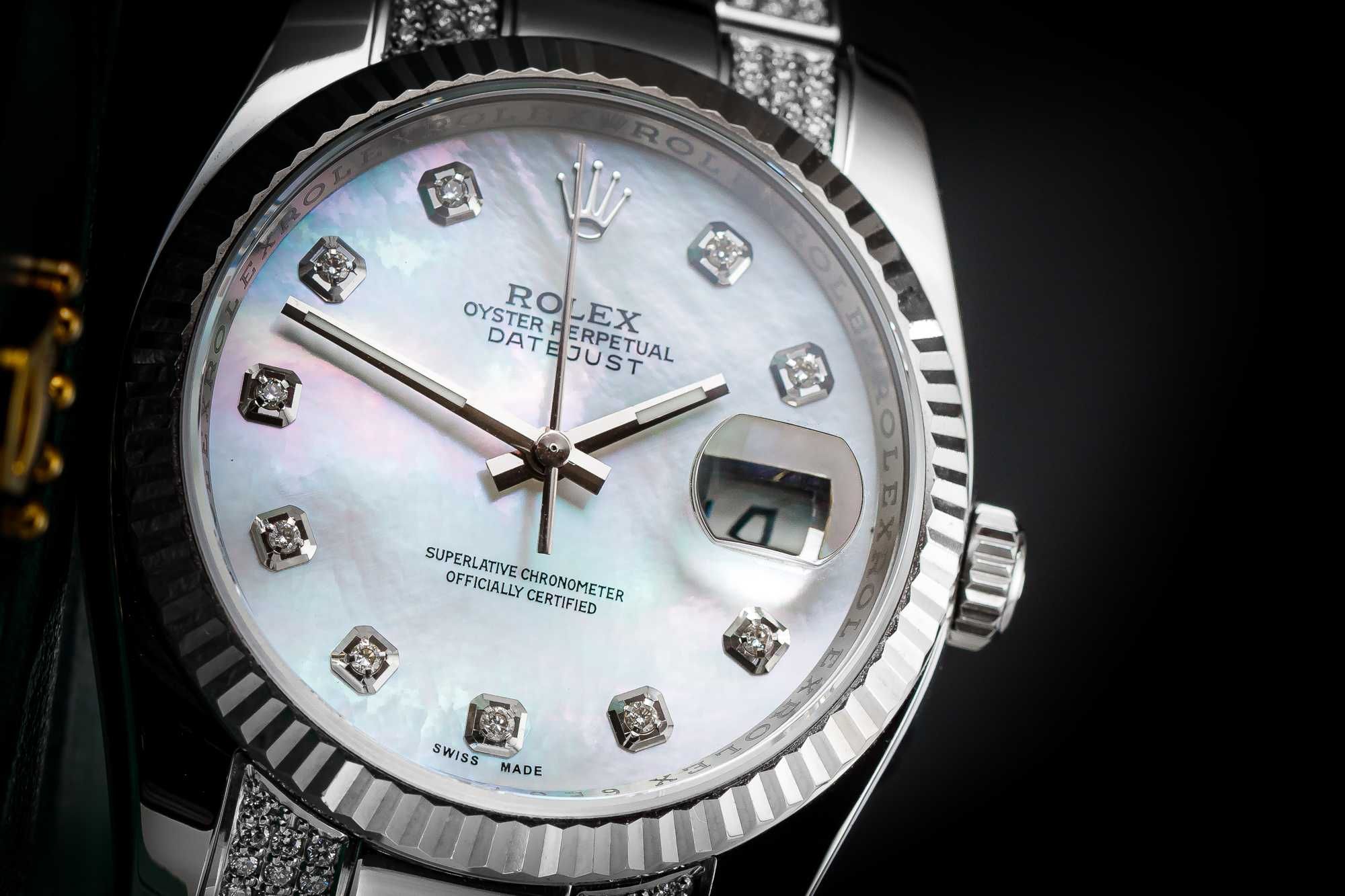 Stalowy ROLEX z tarczą z masy perłowej (Datejust 36)