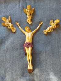 Conjunto Crucifixo + anjos em marfinite