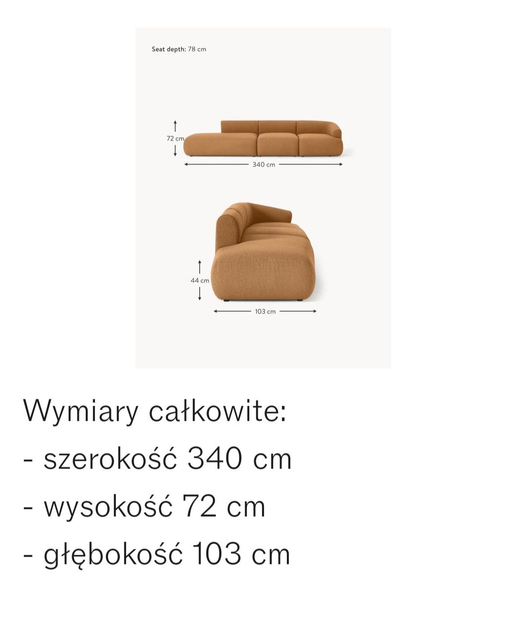 Sofa szezlong modułowy XL Boucle Sofia Westwing Collection