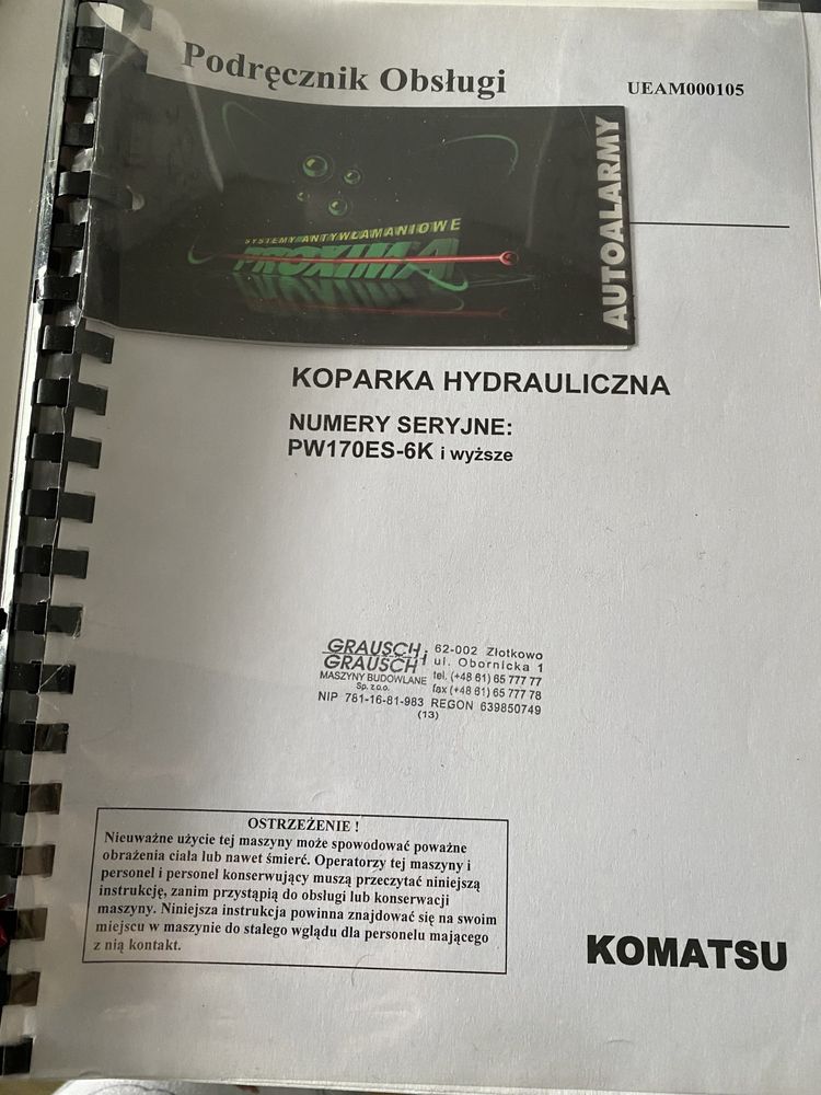 Podręcznik obsługi koparki hydraulicznej Komatsu