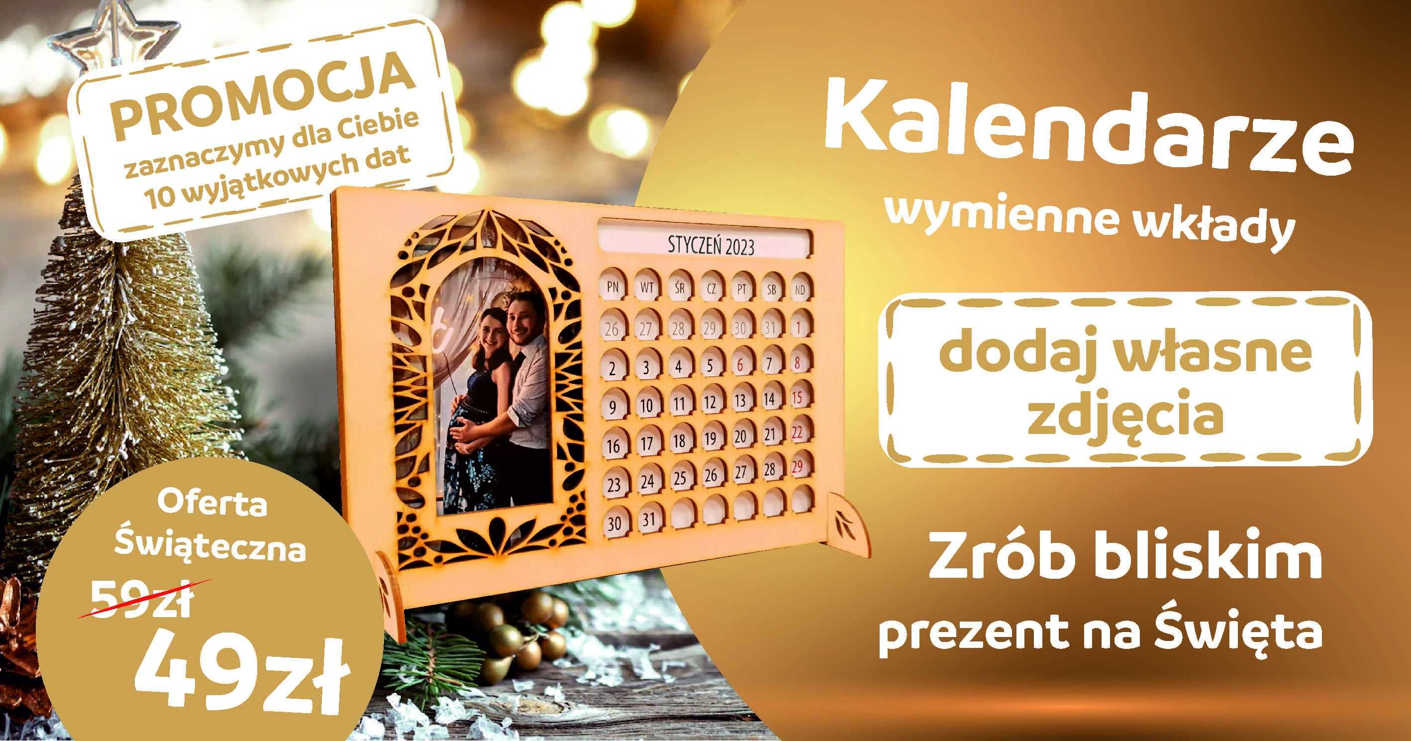 Personalizowany kalendarz drewniany z własnymi zdjęciami