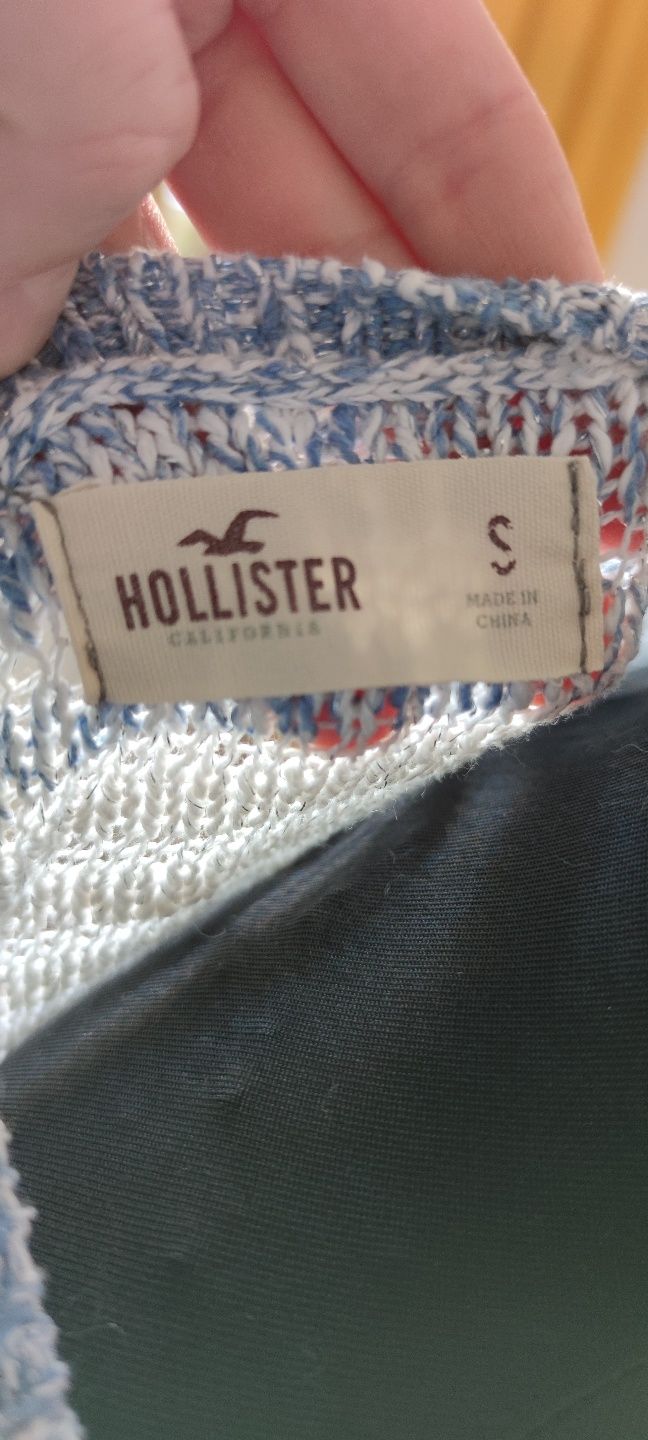 Sweter sweterek niebieski biały Hollister S/36/8 oversize