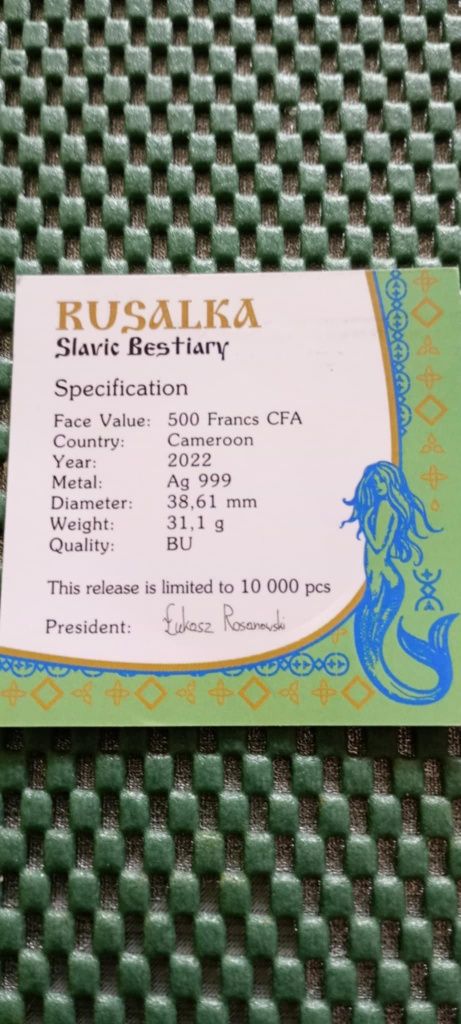 Rusałka-srebrna moneta kolekcjonerska