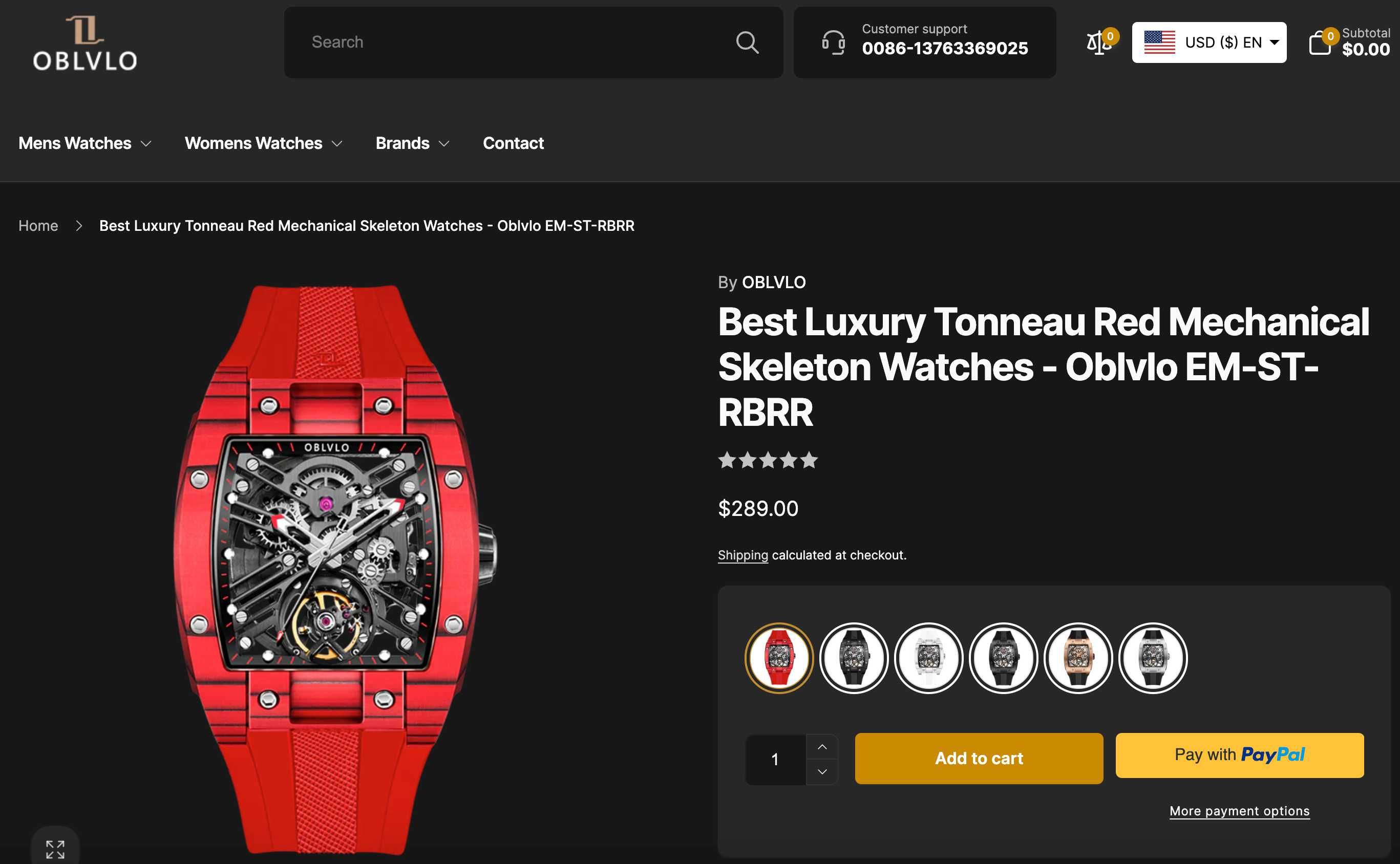 Чоловічий годинник OBLVLO Automatic Tonneau Mechanical Skeleton Sapphi
