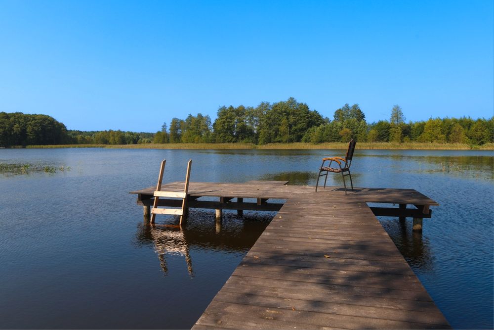 Dom nad Jeziorem Okrągłe, własna plaża, pomosty, ka