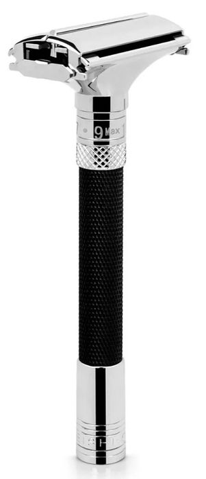 Máquina de barbear tradicional com abertura de borboleta