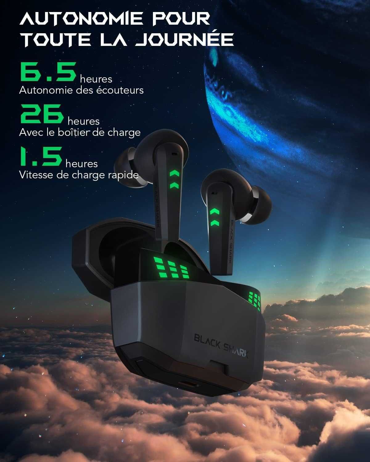 Słuchawki Bluetooth Black Shark gaming 0.035s, 2xmikrof, Bluetooth 5.2