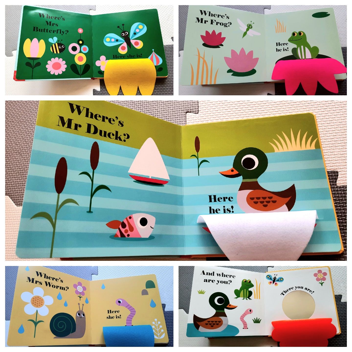Where's Mr Duck? książeczka sensoryczna po angielsku felt flaps