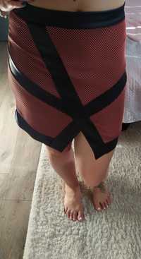 Sexowna mini spódniczka, skóra, czerwona, rozm. M
