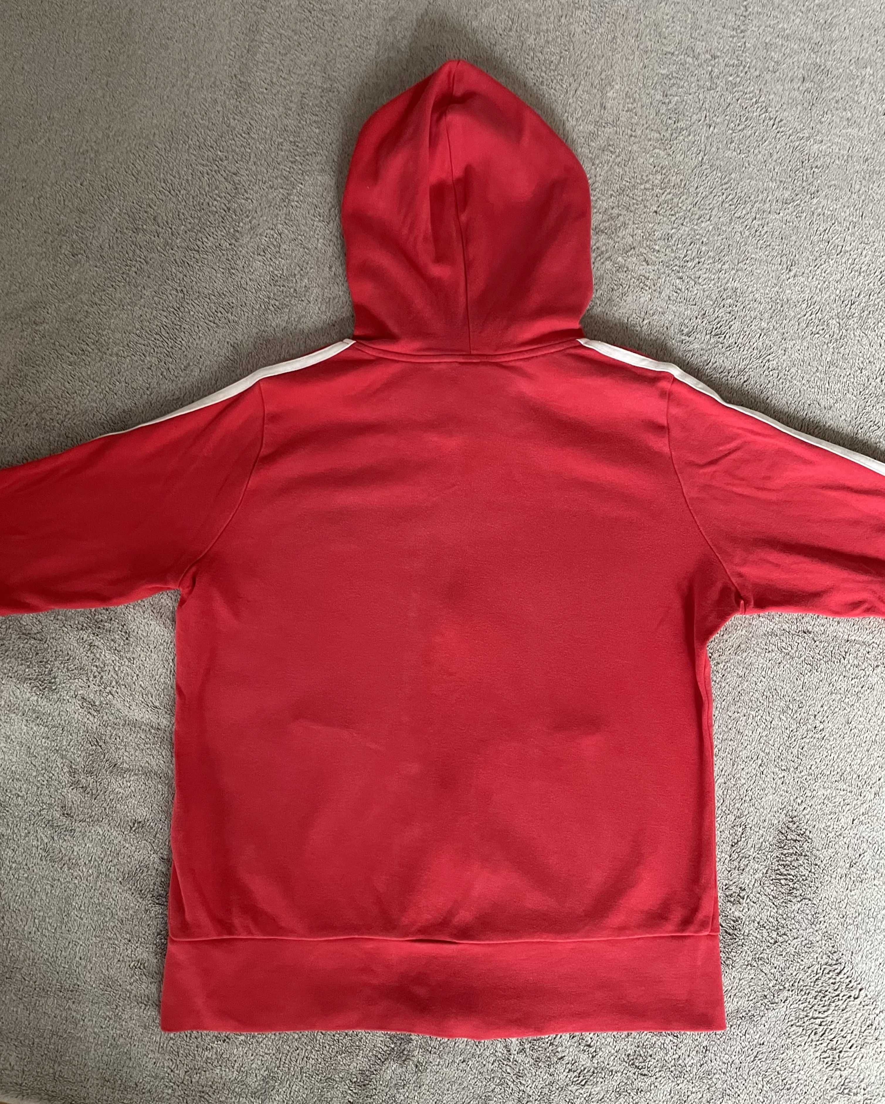 Bluza z kapturem na zamek czerwona Adidas rozmiar M (38)