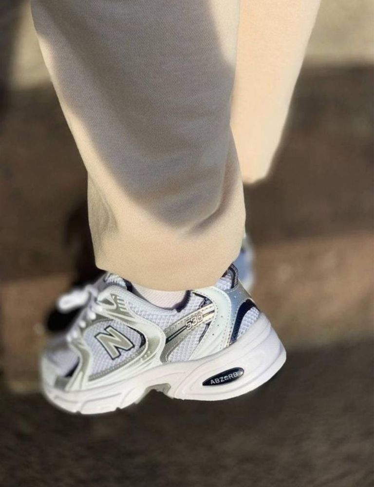 New balance 530 white navy silver кросівки жіночі