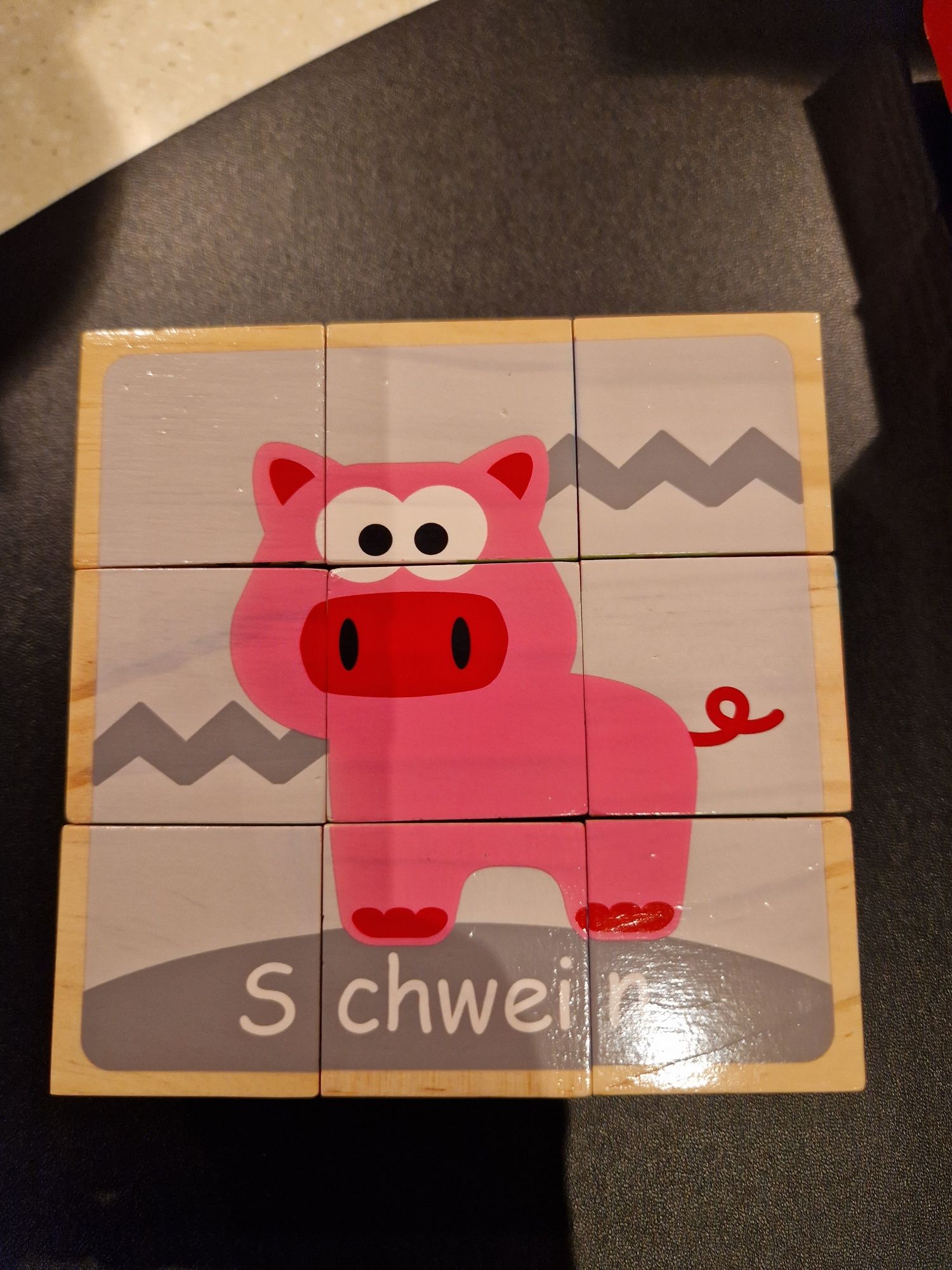 Puzzle drewniane układana dla dzieci język niemiecki