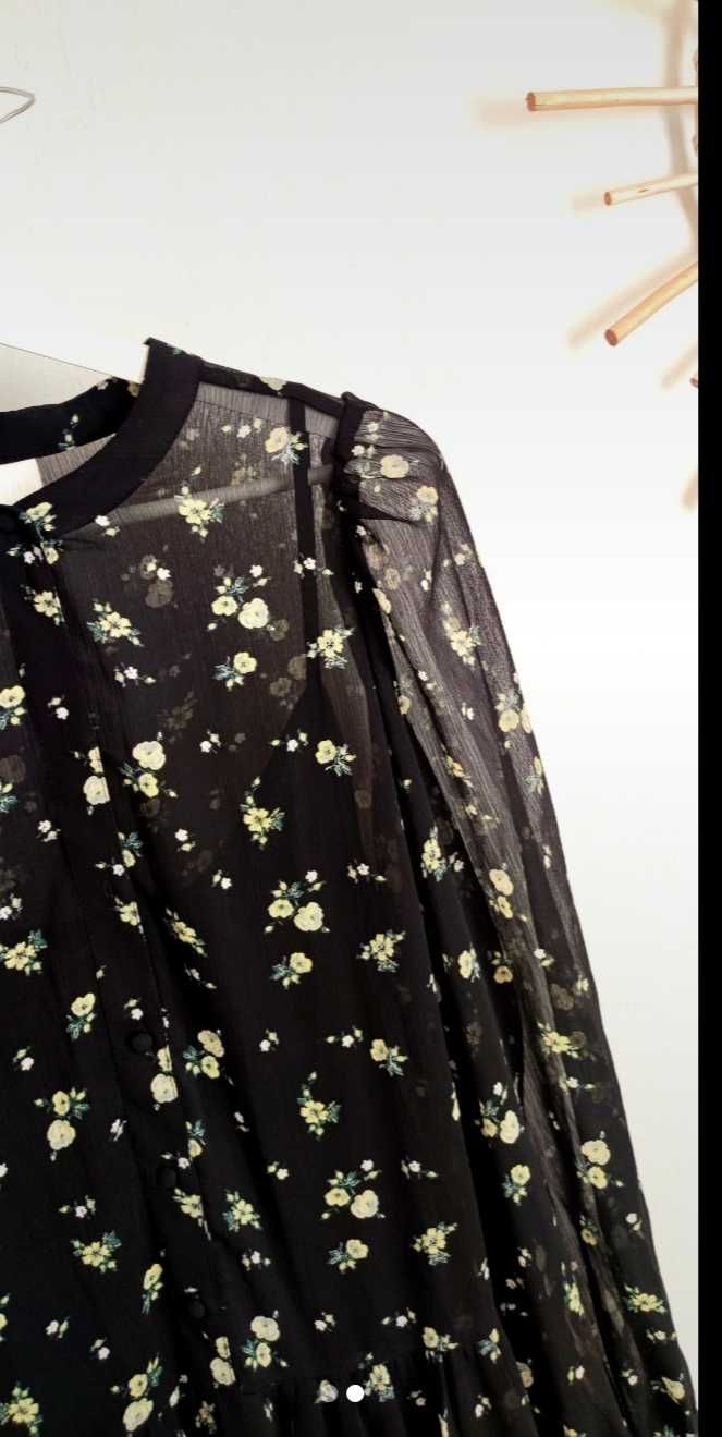 H&M śliczna szyfonowa zwiewna sukienka w kwiaty