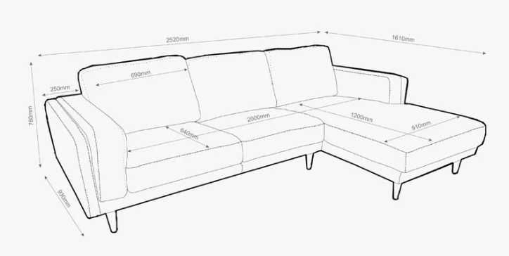 Sofá com chaise longue Bloom beje - Loja do Gato Preto